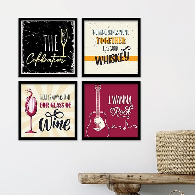 Kotart The Celebration Framed Wall Posters for Bar Kitchen Restaurant Set of 4