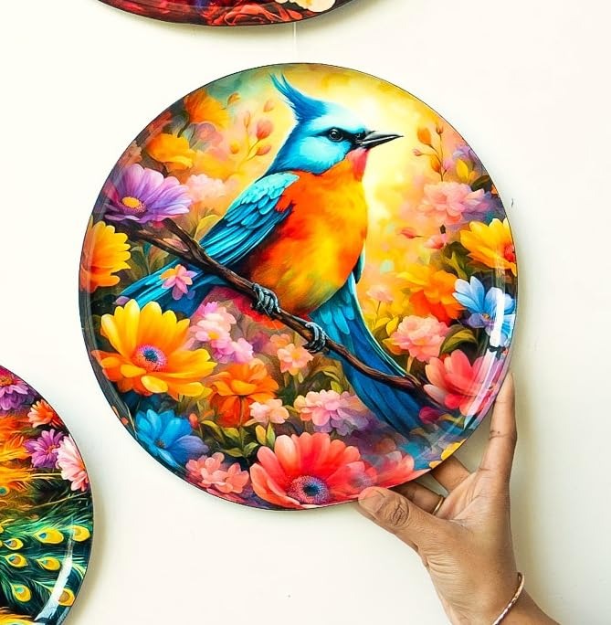 Ritualistic Pakshi Wall Plates for Home Decoration Wall Decor Items for Living Room Set of 5