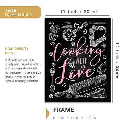 Kotart Cooking Love Quotes Wall Frame for Restaurant Kitchen Framed Kitchen Poster