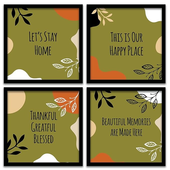 Kotart Engineered Wood Lets Stay Home Frames For Wall Decor Motivational Quotes Set Of 4