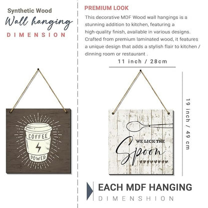 Kotart Coffe Power Kitchen Quotes Wooden Wall Art Hanging Dining Area Wall Décor