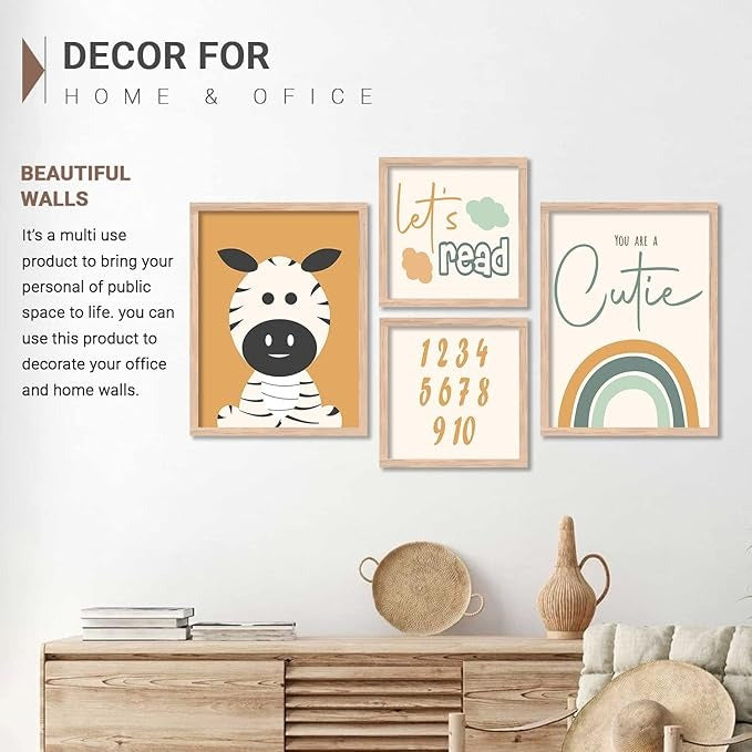 Kotart Home Dacor Painting Decorative Modern Wall Art poster With Frame Digital Reprint Engineered Wood Set of 4 Art2