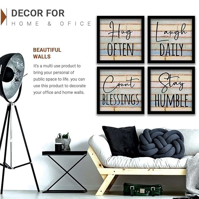 Kotart Hug Often Quotes Frames for Wall Decor Set of 4