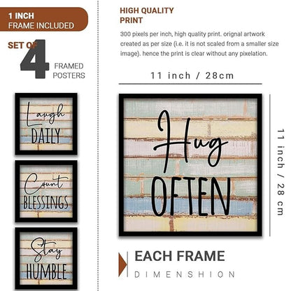 Kotart Hug Often Quotes Frames for Wall Decor Set of 4