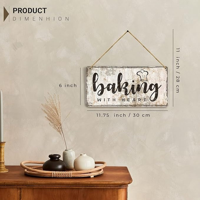 Kotart MDF Baking With Heart Wall Hanging Home Decor Items for Kitchen