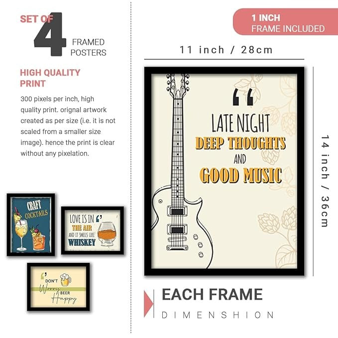 Kotart Paper Dont Worry Framed Wall Posters For Bar Kitchen Restaurant Set Of 8