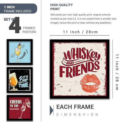 Kotart Whiskey and Friends Framed Wall Posters Set of 4