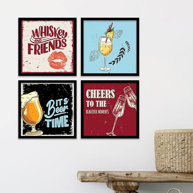 Kotart Whiskey and Friends Framed Wall Posters Set of 4