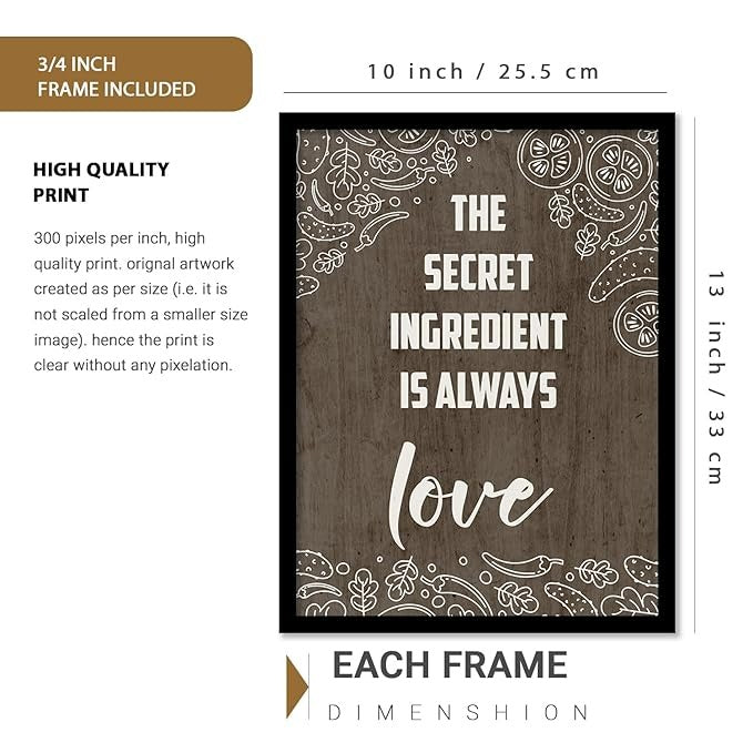 Kotart Wood The Secret Restaurant Quotes Posters With Frame For Kitchen Wall Decoration