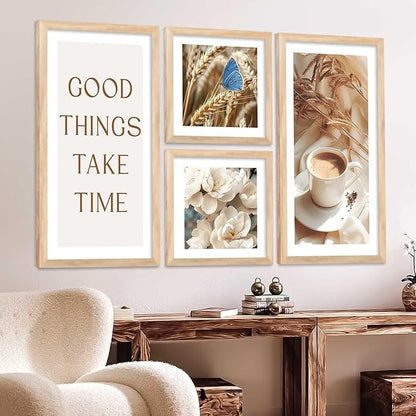 Kotart Decorative Modern Big Size Wall Art Print With Frame Cafe Paintings Digital Reprint Engineered Wood Set of 4 Art4