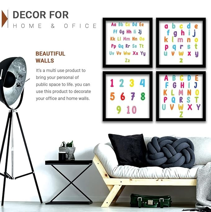 Kotart Educational Alphabets Frames for Kids Room Wall Decor Set of 4