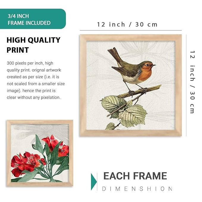 Kotart Decorative Modern Big Size Wall Art Print With Frame Floral Paintings Digital Reprint Engineered Wood Set of 4 Art6