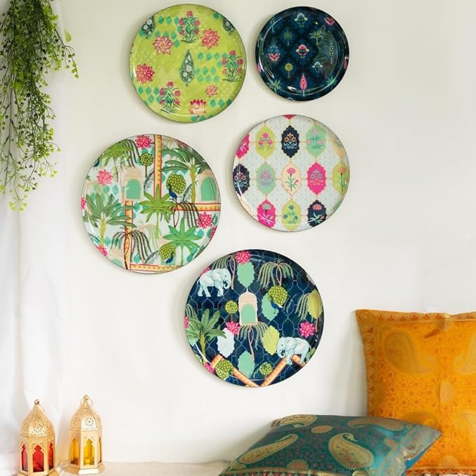 Ritualistic Jaipur Wall Sculpture for Home Decoration Wall Decor Set of 5 Plates