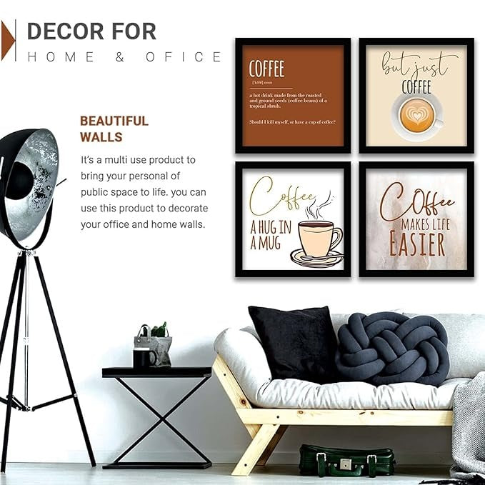Kotart Coffee Quotes Frames for Restaurant Cafe Wall Decor Set of 4