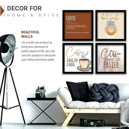 Kotart Coffee Quotes Frames for Restaurant Cafe Wall Decor Set of 4
