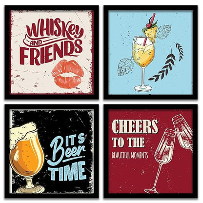 Kotart Whiskey and Friends Framed Wall Posters Set of 4