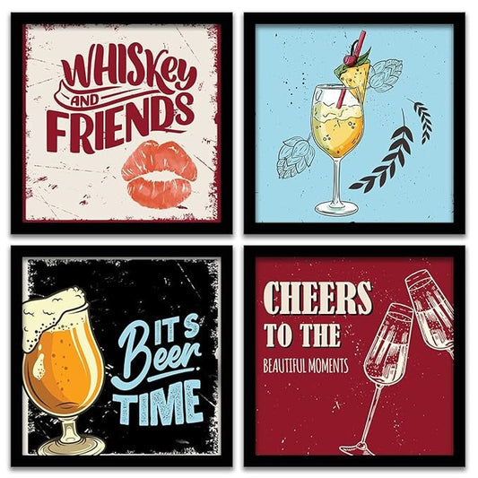 Kotart Whiskey and Friends Framed Wall Posters Set of 4