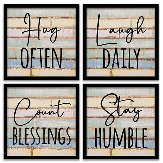Kotart Hug Often Quotes Frames for Wall Decor Set of 4