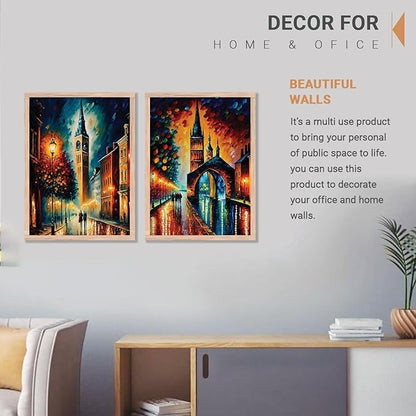 Kotart Premium Digital Painting with Frame for Home Decoration Iconic City Painting Design 01 Pack of 2