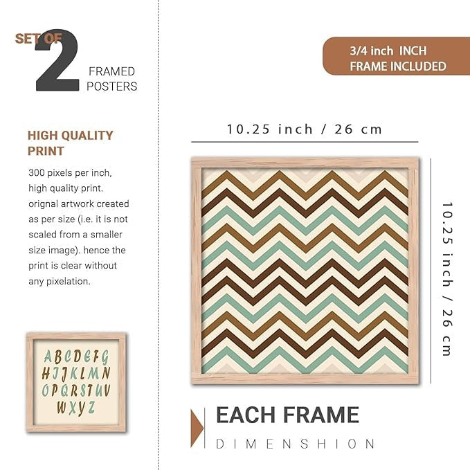 Kotart Alphabets Educational Framed Wall Posters for Kids Room Wall Decor Set of 4