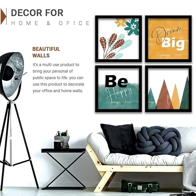 Kotart Dream Big Quotes Frames for Wall Decor Wall Poster with Frame for Room Set of 4