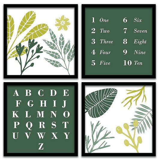 Kotart Educational Poster Set for Kids Room Photo Frames for Learning Set of 4