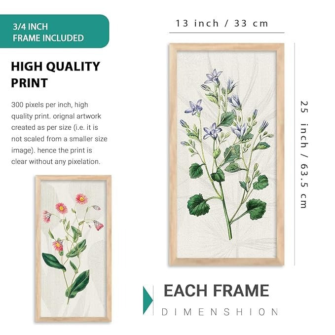Kotart Decorative Modern Big Size Wall Art Print With Frame Floral Paintings Digital Reprint Engineered Wood Set of 4 Art6