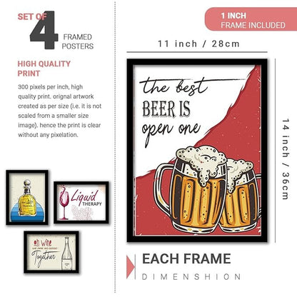 Kotart Oh Wine Framed Wall Posters for Bar Kitchen Restaurant Decor Set of 8