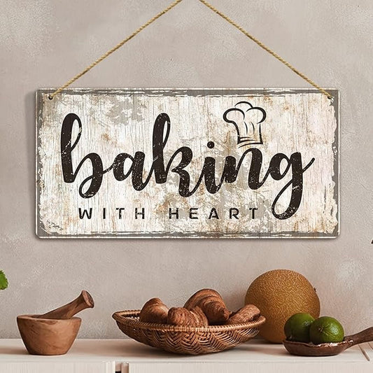 Kotart MDF Baking With Heart Wall Hanging Home Decor Items for Kitchen