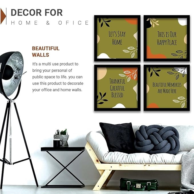 Kotart Engineered Wood Lets Stay Home Frames For Wall Decor Motivational Quotes Set Of 4