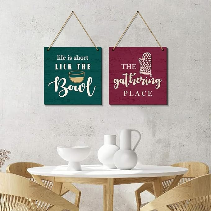 Kotart Life Is Short Kitchen Quotes Wooden Wall Art Hanging for Bar Restaurant Kitchen Dining Area