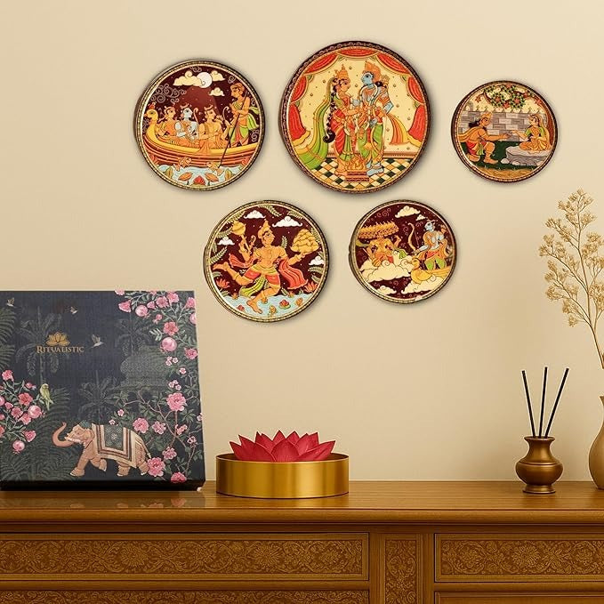 Ritualistic Ramayan Wall Sculpture for Home Decoration Wall Painting for Living Room Set of 3 Plates