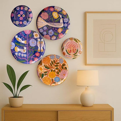 Ritualistic Kashmiri Wall Plates for Home Decoration Wall Showpiece Set of 5 Plates
