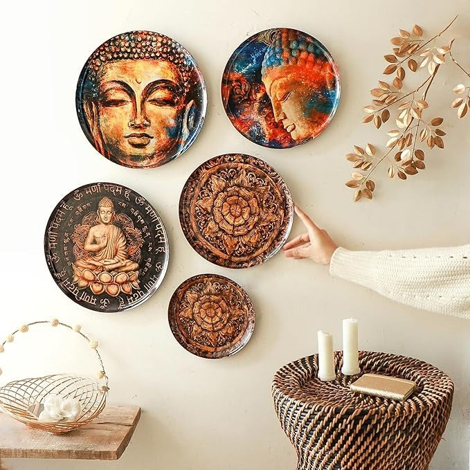 Ritualistic Nirvana Wall Plates for Home Decoration Set of 5 Plates
