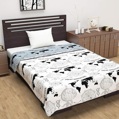 Divine Casa 120 GSM Microfiber Single Dohar Soft & Lightweight Throw Blanket Geographic Pattern Colour Stonewash Grey