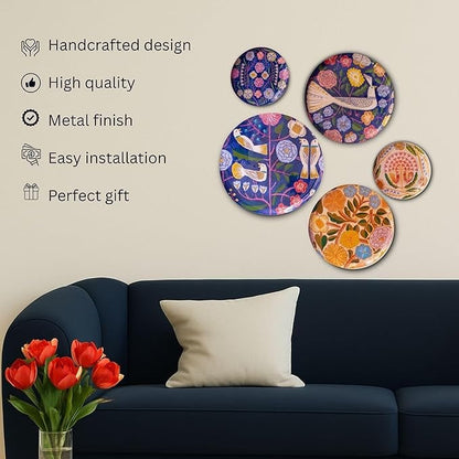 Ritualistic Kashmiri Wall Plates for Home Decoration Wall Showpiece Set of 5 Plates