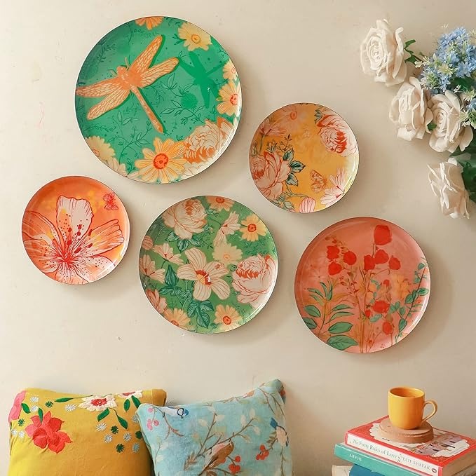 Ritualistic Pastel Wall Plates for Home Decoration Set of 5 Plates