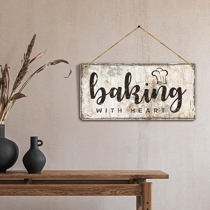 Kotart MDF Baking With Heart Wall Hanging Home Decor Items for Kitchen
