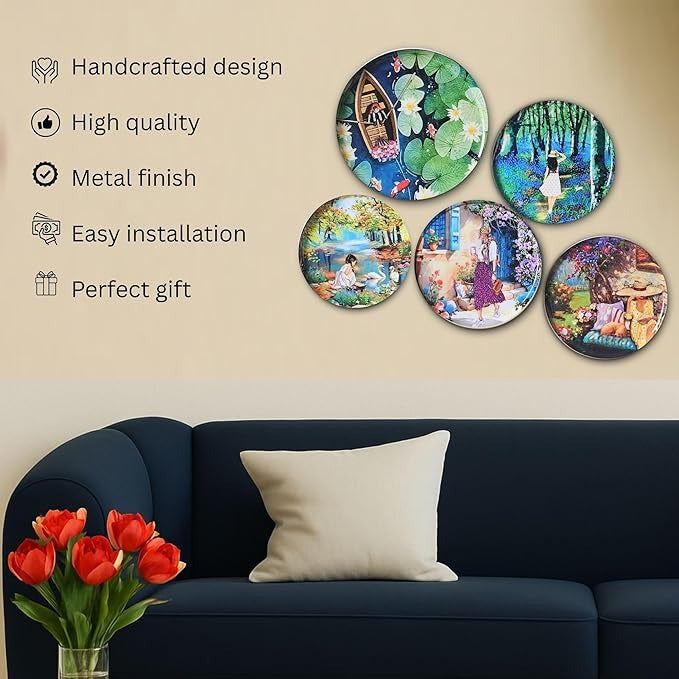 Ritualistic Slice of Life Wall Plates & Paintings Set of 5