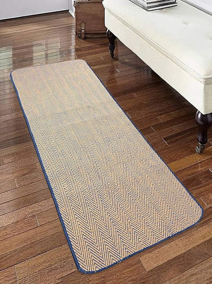 Saral Home Zig-Zag Soft Jute Cotton Durable & Washable Multipurpose Bedside Runner