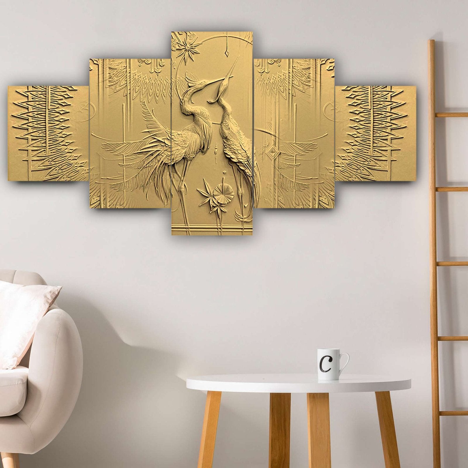 Nature Set of Five 3D Framed Paintings for Wall Decoration – Ideal for Home, Living Room, and Bedroom (75 x 43 CM)