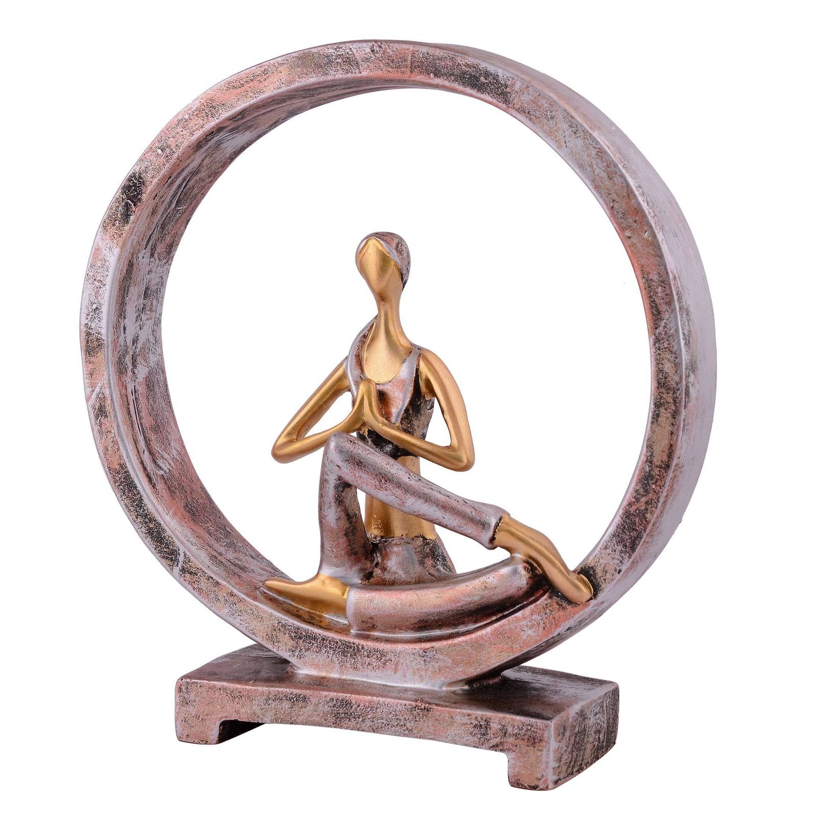 Suitable for home decor Yoga Posture Lady Statue Idol for Home Yoga Statue admirable piece of gift (golden)