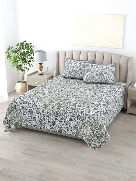 100% Pure Cotton Traditional Printed Bedsheet for Double Bed King Size Bedsheet with 2 Pillow Covers