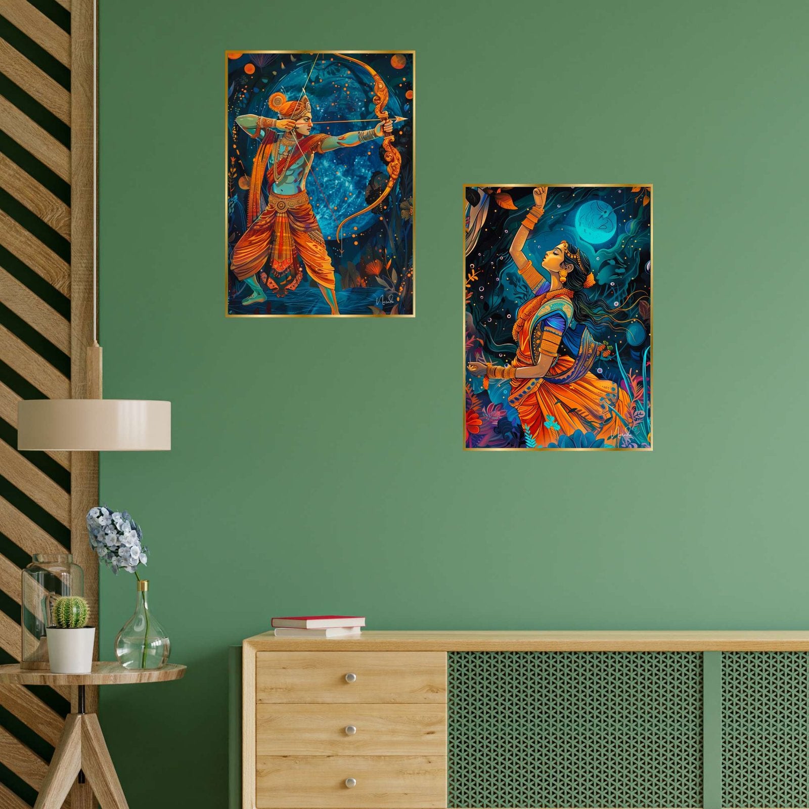 Set of Two Wall Paintings for Wall Dacoration Golden Framed Wall Paintings for Living Room & Bedroom Wall Art for Home Decoration & Office Wall Décor (14×11 inch CH-GD2-4)