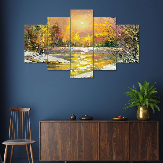 Modern Art Set of Five 3D Framed Paintings for Wall Decoration – Ideal for Home, Living Room, and Bedroom (125 x 60 CM)