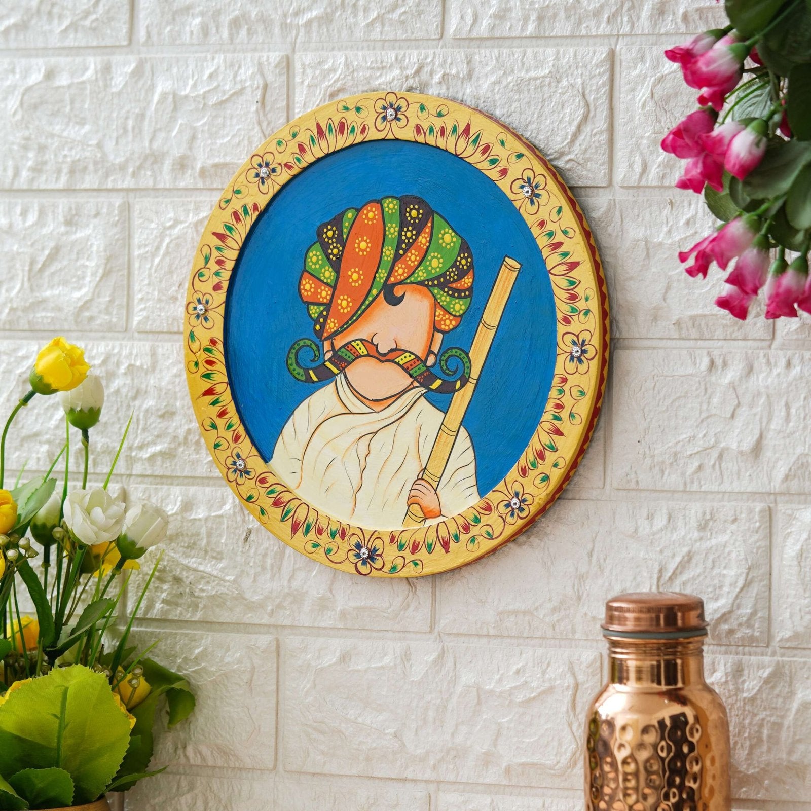 Rajasthani Pichwai Hand-Painted Pichhwai Plate For Home Décor