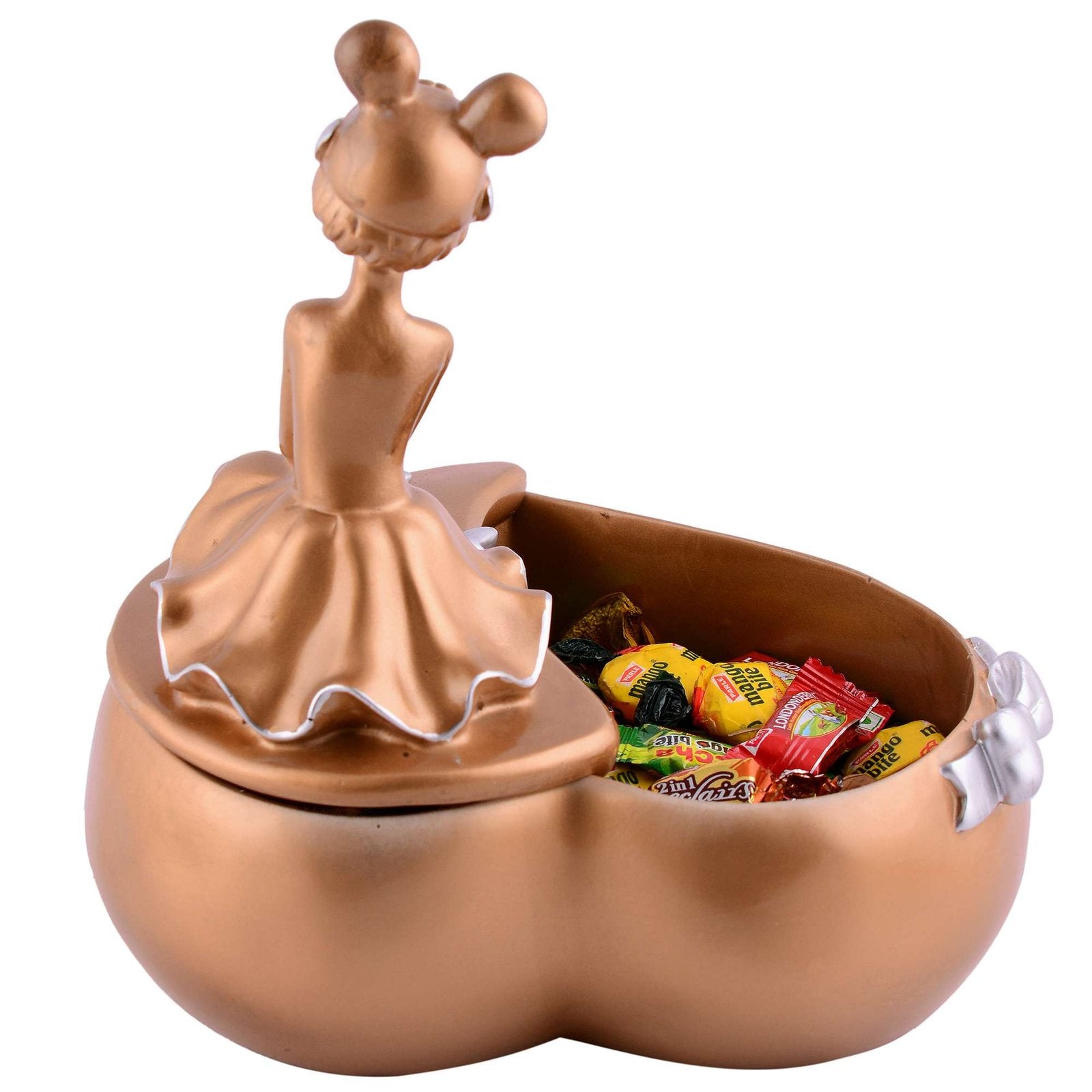 LADY with Basket golden Showpiece for Home Decor Showpiece | Girl Basket Showpiece & Office Decor Showpiece