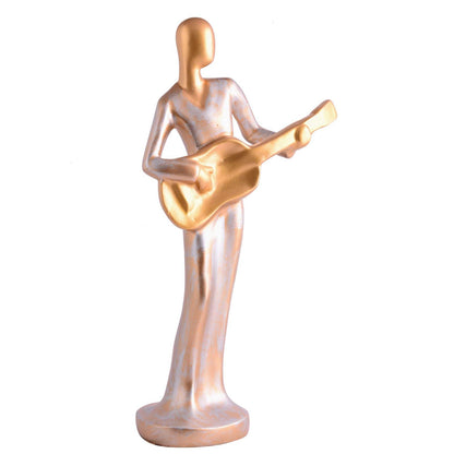 Modern metal musician golden white statue Resin figurine Contemporary art Music decor Metal sculpture, Modern home decor, Musician gift