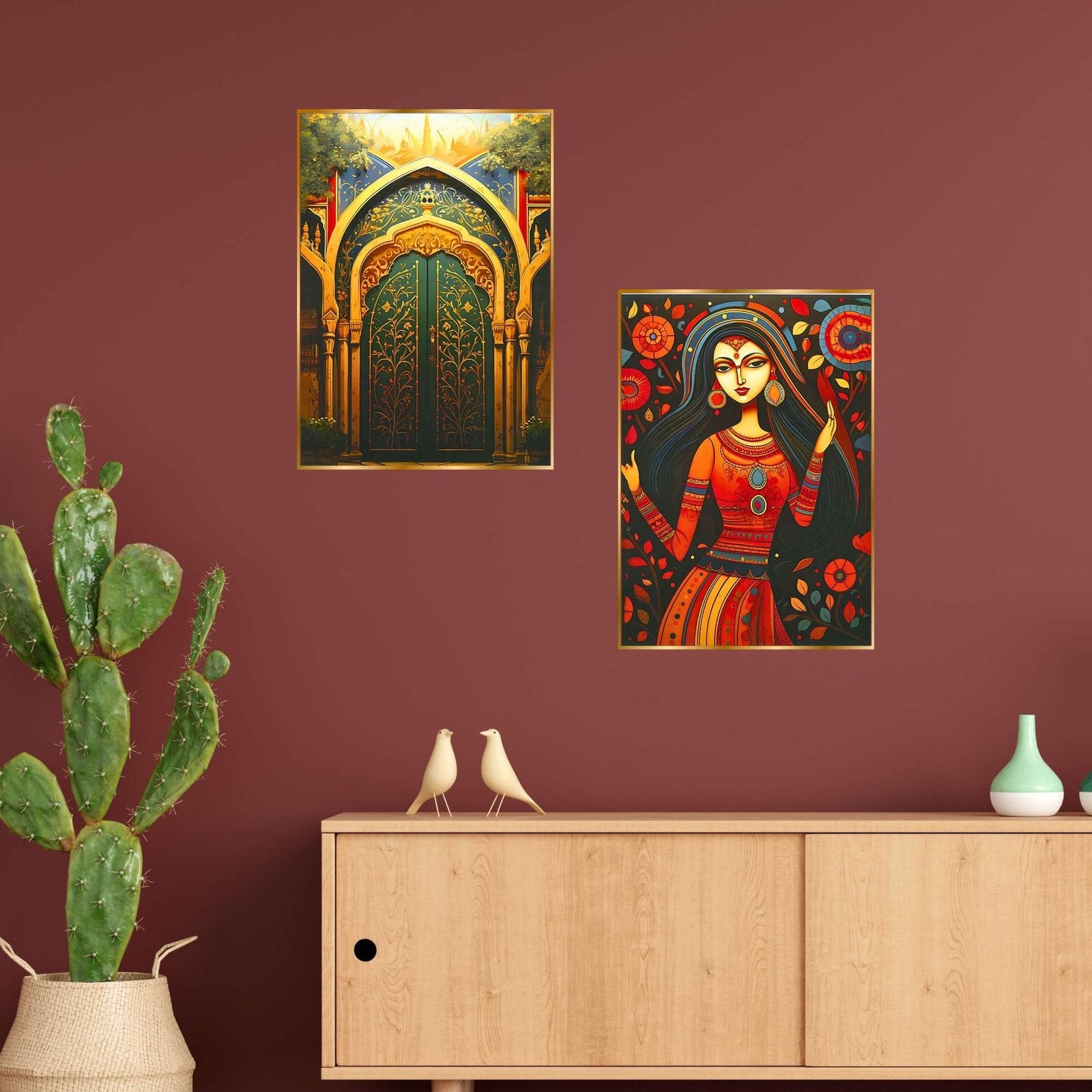 Set of Two Wall Paintings for Wall Dacoration Golden Framed Wall Paintings for Living Room & Bedroom Wall Art for Home Decoration & Office Wall Décor (14×11 inch CH-GD2-16)