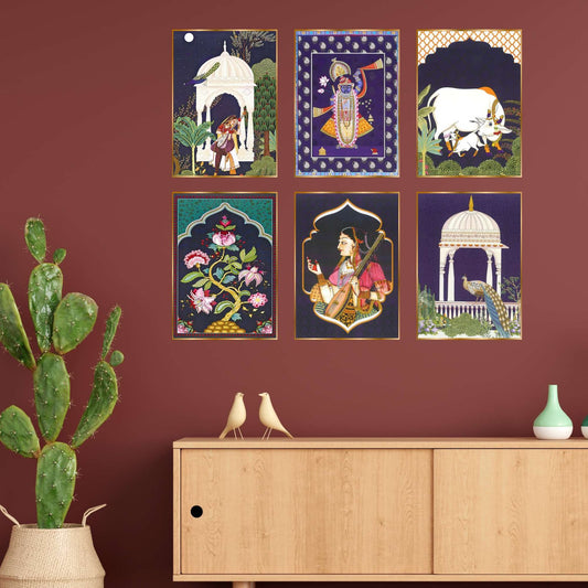 Set of Six Wall Paintings for Wall Dacoration Golden Framed Wall Paintings for Living Room &amp; Bedroom Wall Art for Home Decoration &amp; Office Wall Décor (17×13 inch CH-GD6-3)